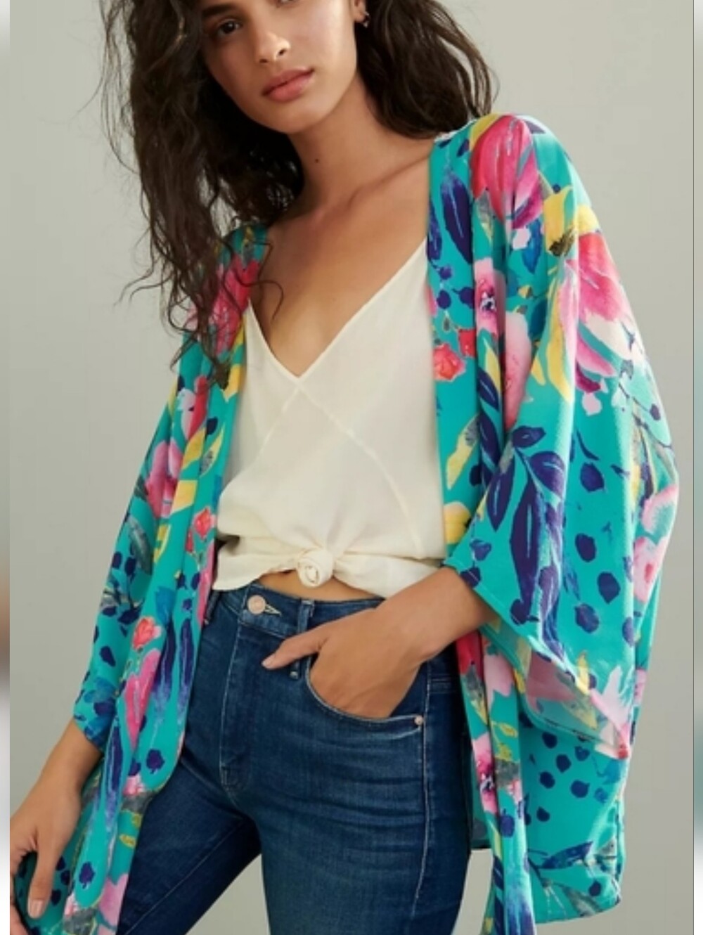 Anthropologie NEW Elizabeth Gillett Mollie Lace Floral Kimono SZ All One Size - Picture 5 of 11